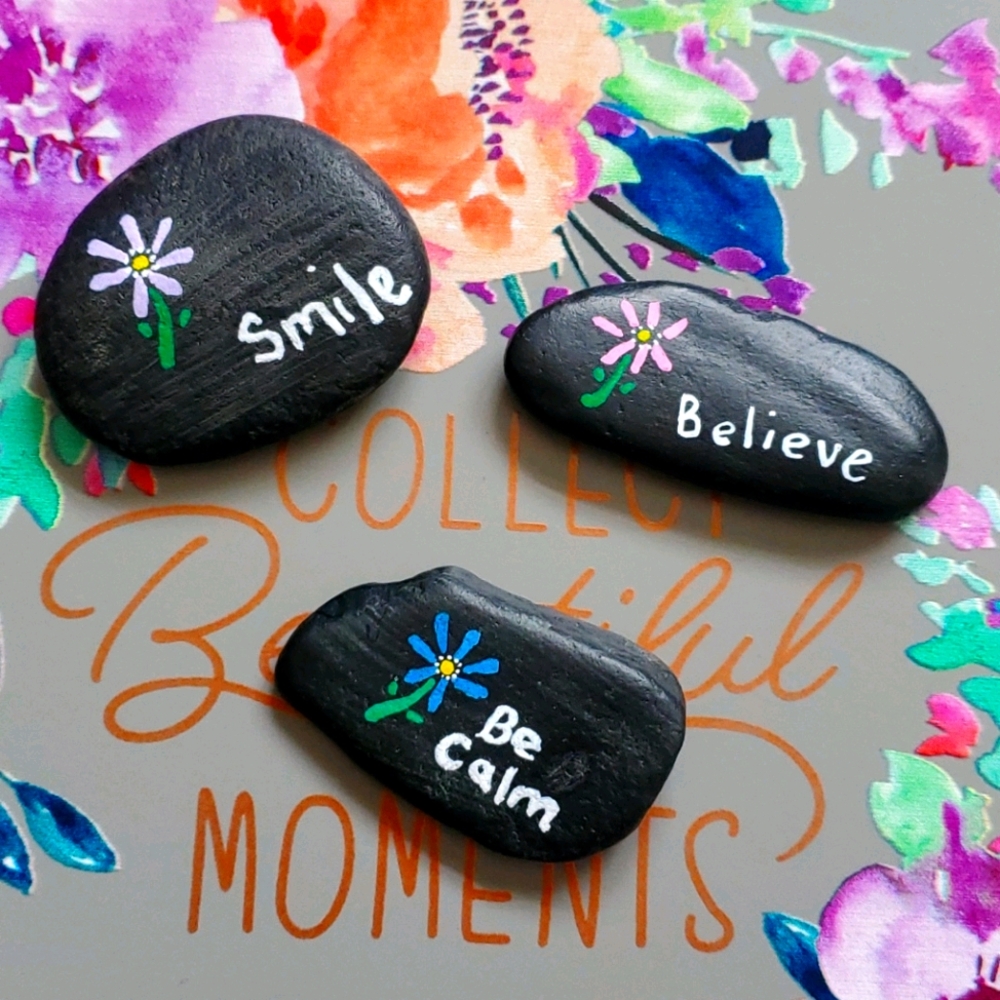 Bundle 3 hand painted motivation rocks